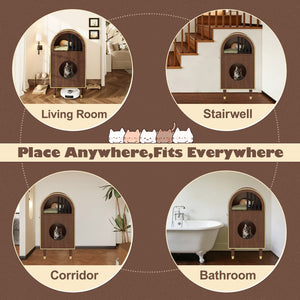 English Elm Cat Litter Box Enclosure Two Level Mdf Condo with Wood Grain Modern Espresso Finish N704P380552P