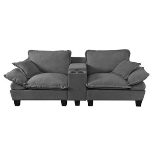 English Elm Modular Cloud Sofa Chenille L-shape with Storage Cup Holders and Usb for Living Room W3163S00108