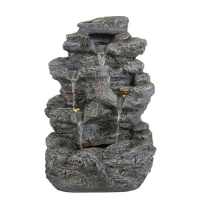 English Elm Christopher Knight Home® - 5-Tiered Concrete Fountain Slim Column with LED Lighting, Weather-Resistant Modern Garden Accent, Space-Saving 디자인 N765P324556G