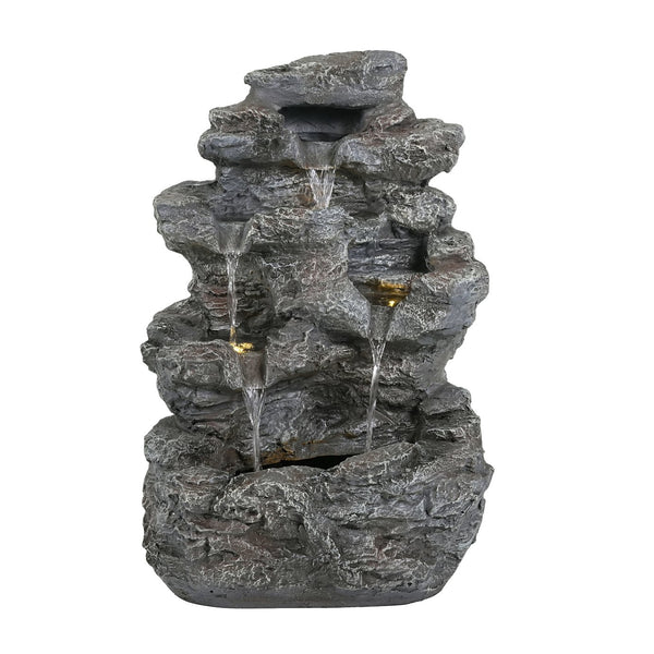 English Elm Christopher Knight Home® - 5-Tiered Concrete Fountain Slim Column with LED Lighting, Weather-Resistant Modern Garden Accent, Space-Saving 디자인 N765P324556G
