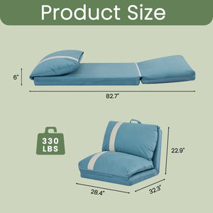 English Elm ARIA Modern Floor Sofa Bed with 6-Position Adjustable Back, Quick 5-Second Fold, Corduroy Comfort Sky Blue W3391P324423