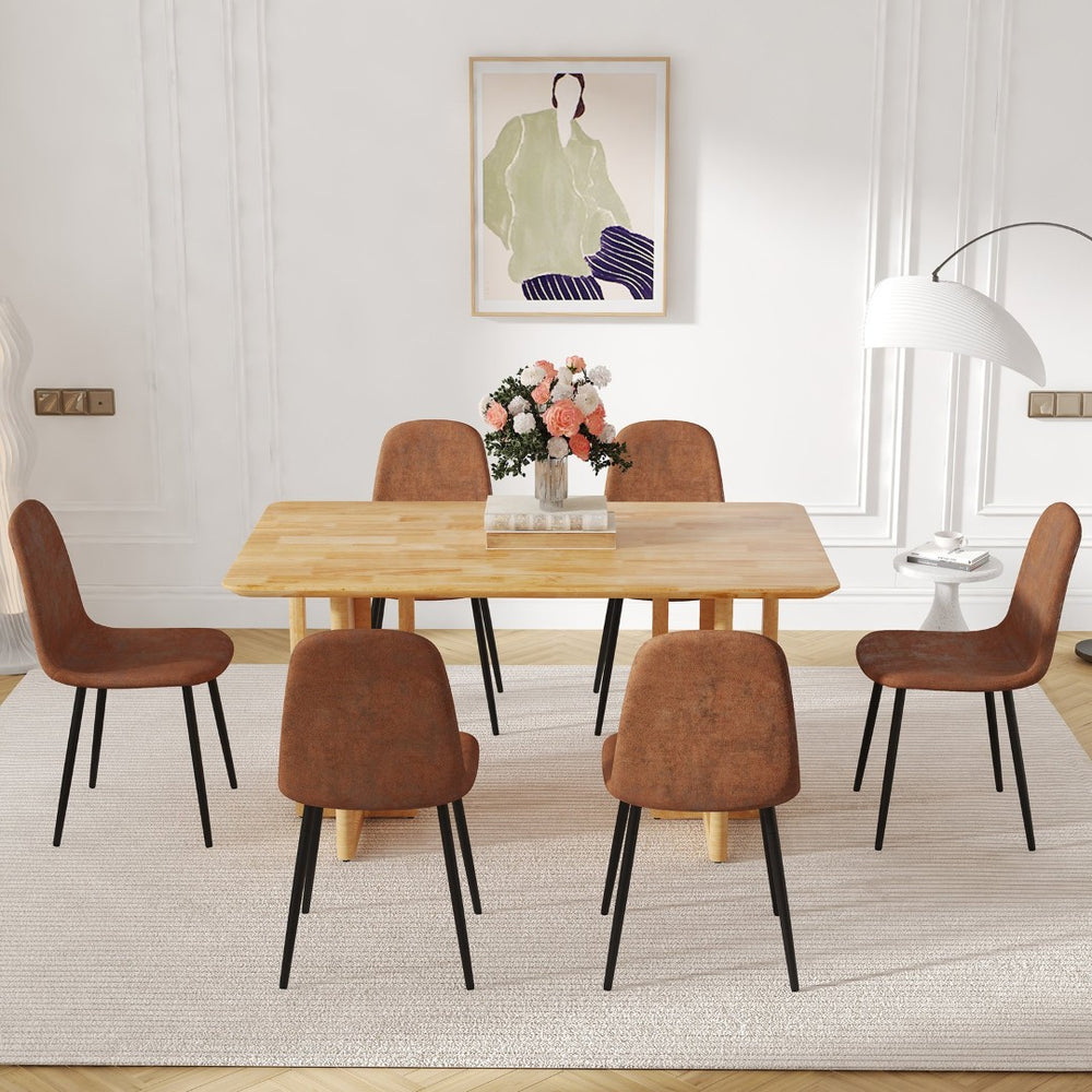 English Elm Table Set: Classic Solid Wood Dining Table With Ergonomic Techno-Fabric Chairs For Style & Comfort W1151S04064-GIGA