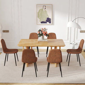 English Elm Table Set: Classic Solid Wood Dining Table With Ergonomic Techno-Fabric Chairs For Style & Comfort W1151S04064-GIGA