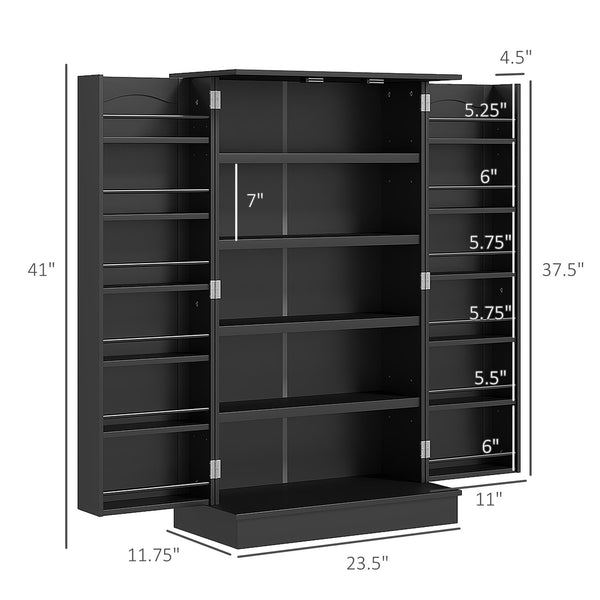 English Elm HOMCOM 41" Kitchen Pantry Storage Cabinet with 5-Tier Shelves, 12 Door Racks, Anti-Tip Straps, Sleek Design Black W2225P229097