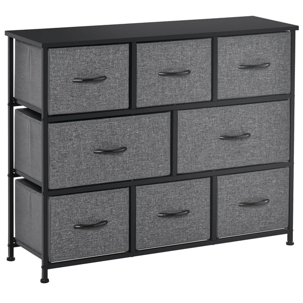 English Elm HOMCOM 8-Drawer Fabric Dresser Tower with MDF Top, Steel Frame, Anti-Tip Design for Bedroom W2225P229649