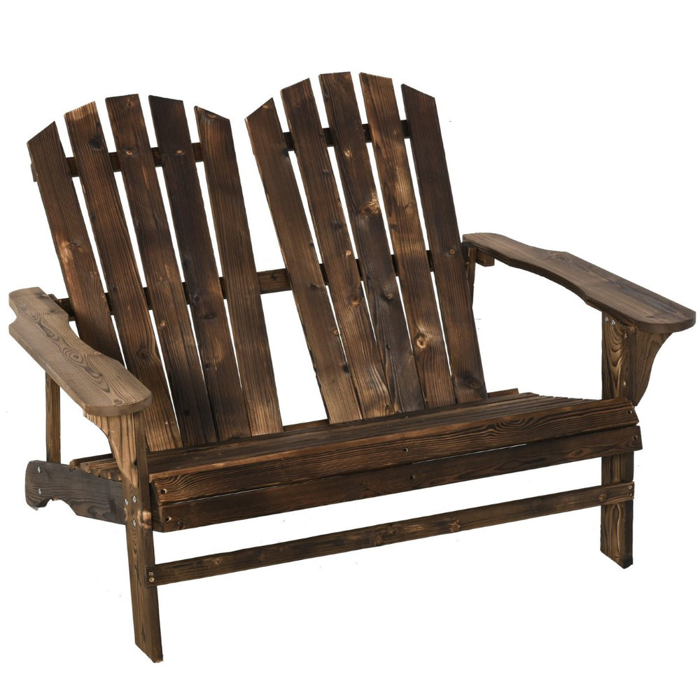 English Elm Wooden Double Adirondack Bench Fir Frame Ergonomic Seat Outdoor Patio Two Person T3971P388133