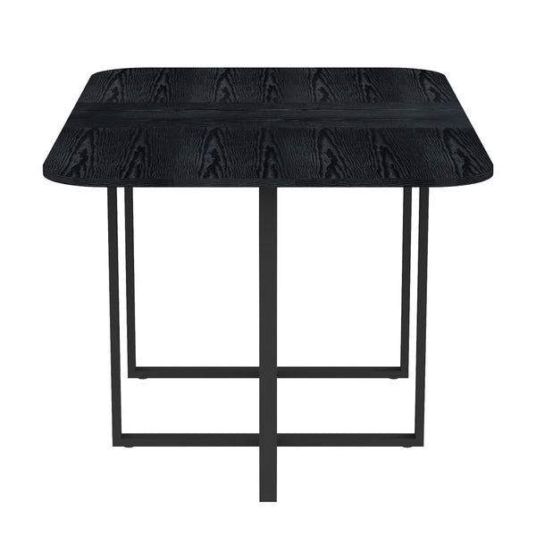 English Elm Multi-functional Dining Work Table Two-tone Mdf Top Metal Base for Modern Compact Spaces Black W3875P386951