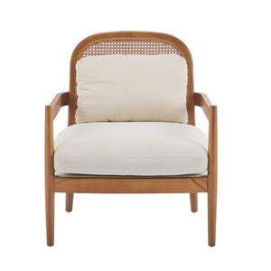 English Elm Christopher Knight Home® - [Set of 2] 26.6" Mid-Century Modern Accent Chair with Solid Wood Frame, Rattan Back and Plush Upholstery Ivory,Walnut N767P298390B