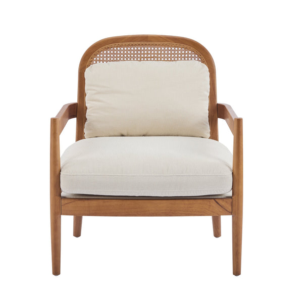 English Elm Christopher Knight Home® - [Set of 2] 26.6" Mid-Century Modern Accent Chair with Solid Wood Frame, Rattan Back and Plush Upholstery Ivory,Walnut N767P298390B