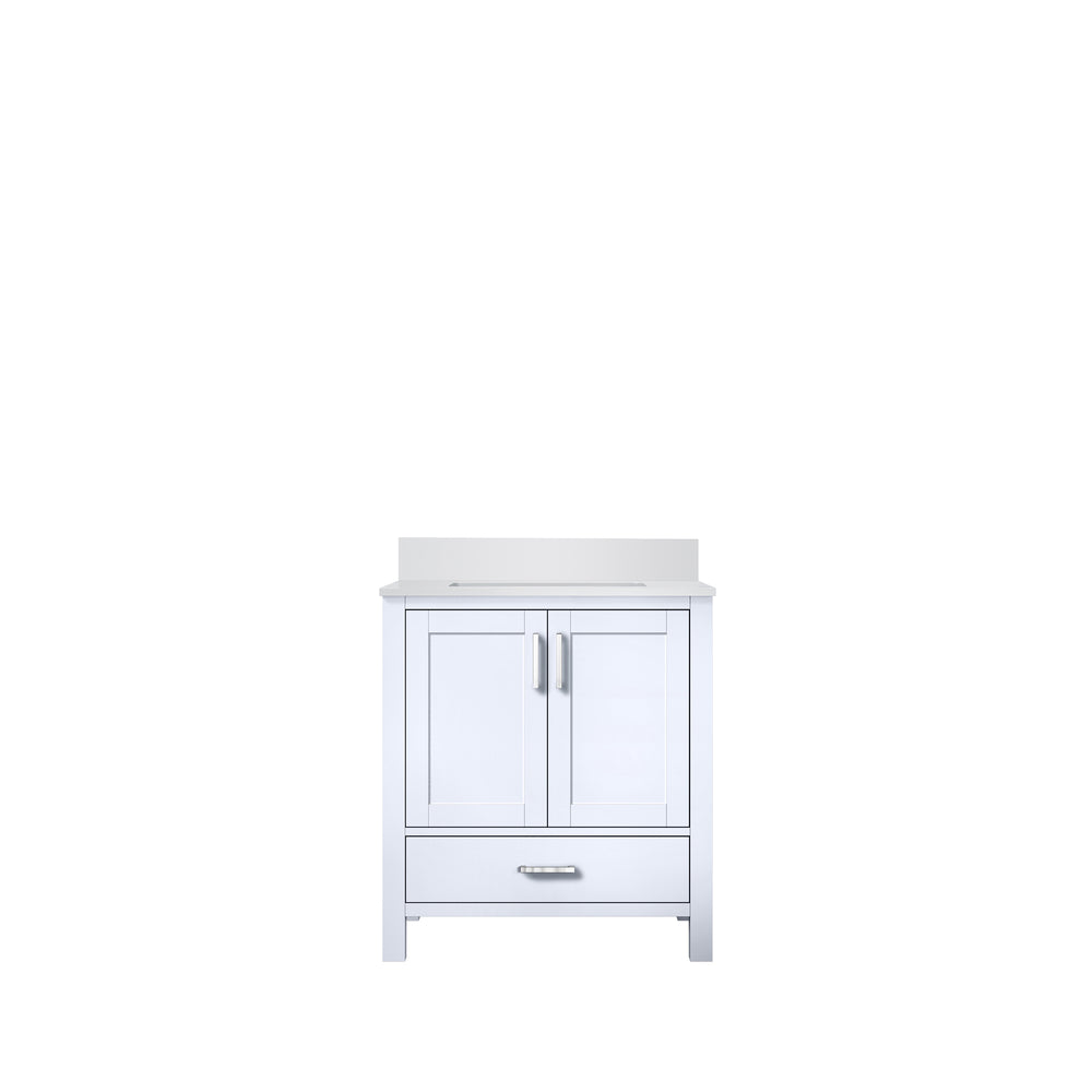 English Elm White 30" Bath Vanity with Cultured Marble Top, Solid Wood Frame, Soft-Close Drawer & Spacious Storage B2731P258995