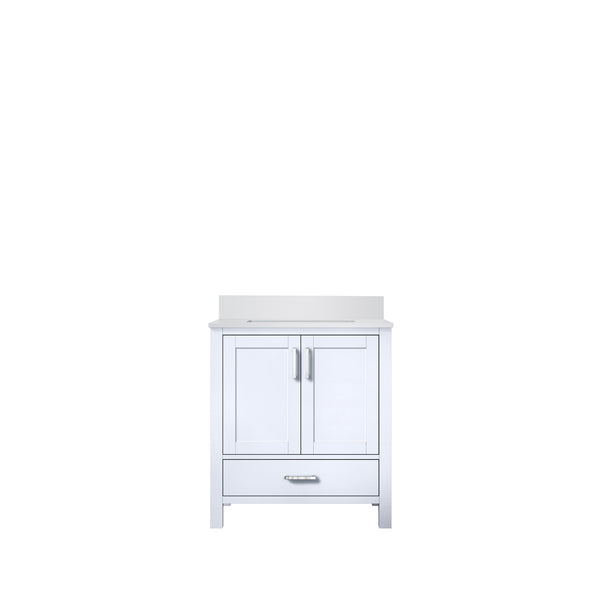 English Elm White 30" Bath Vanity with Cultured Marble Top, Solid Wood Frame, Soft-Close Drawer & Spacious Storage B2731P258995