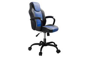 English Elm Gaming Ergonomic Office Chair Blue Black Faux Leather Racing Style Adjustable Height Wheels Padded Arms B011P367182