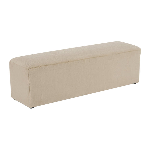 English Elm Christopher Knight Home® - Almond Plush Long Ottoman Bench with Wood Frame, Cloud-Soft Fabric, Stable Support, Seats 2-3 Comfortably N769P296342A