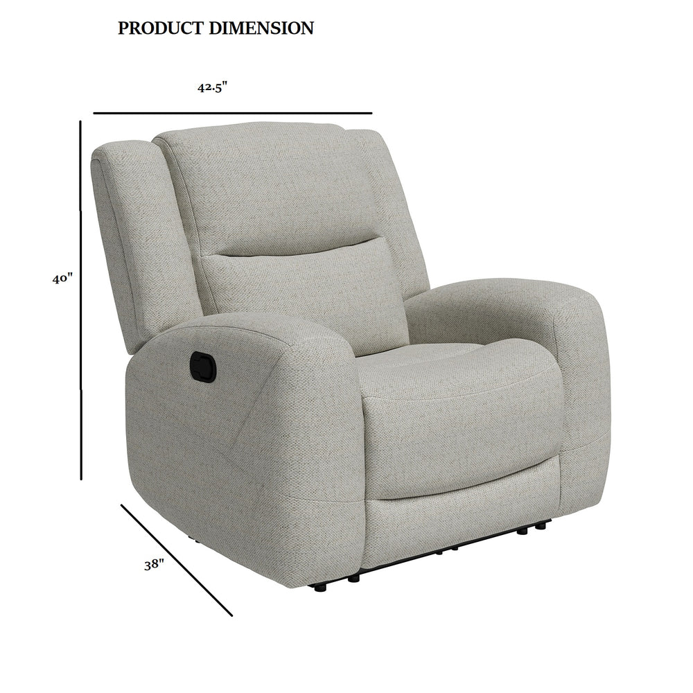 English Elm Beige Manual Recliner - Transitional Style With High-Density Foam, Contoured Arms & Wide Seat Comfort B2741P385046