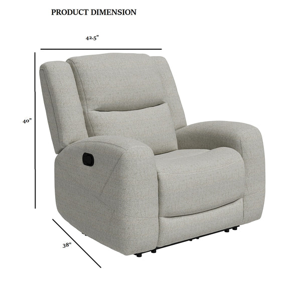 English Elm Beige Manual Recliner - Transitional Style With High-Density Foam, Contoured Arms & Wide Seat Comfort B2741P385046