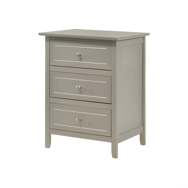 English Elm Sleek Silver Champagne Nightstand with Durable Wood Solids & Veneers, Compact 25"H x19"W x15"D Storage Elegance B078107968
