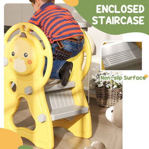 English Elm Qaba 3 in 1 Toddler Climber Slide Set with Basketball Hoop Duck Playroom Fun W2225P229339