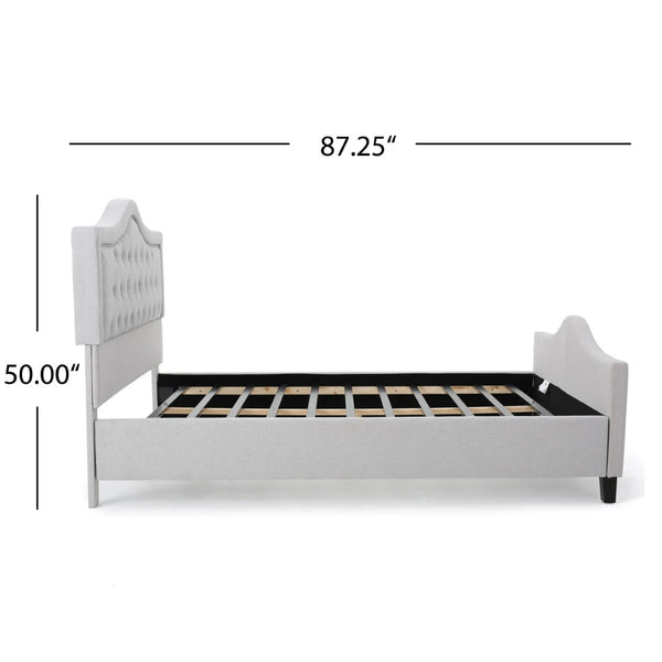 English Elm Upholstered Queen Platform Bed Arched Nailhead Tufted Frame No Box Spring Needed N761S6054002E
