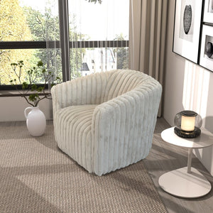 English Elm Elegant Velvet Barrel Swivel Chair Mid Century Channel Tufted Accent Seat Light Gray B183P232035