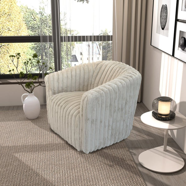 English Elm Elegant Velvet Barrel Swivel Chair Mid Century Channel Tufted Accent Seat Light Gray B183P232035