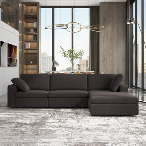 English Elm Ashcroft Furniture - Cecilia Modular Corner Sectional Sofa Dark Gray Fabric – Solid Wood Frame, Semi-Firm Comfort, 2 Pillows B183S00004