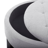 Madison Park Miller Transitional Round Storage Ottoman MP101-1045 Light Grey/Brown