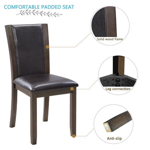 English Elm Dining Chairs Set of 4 Rubberwood Frame with Padded Faux Leather Ergonomic Seats Dark Walnut W1998P248105