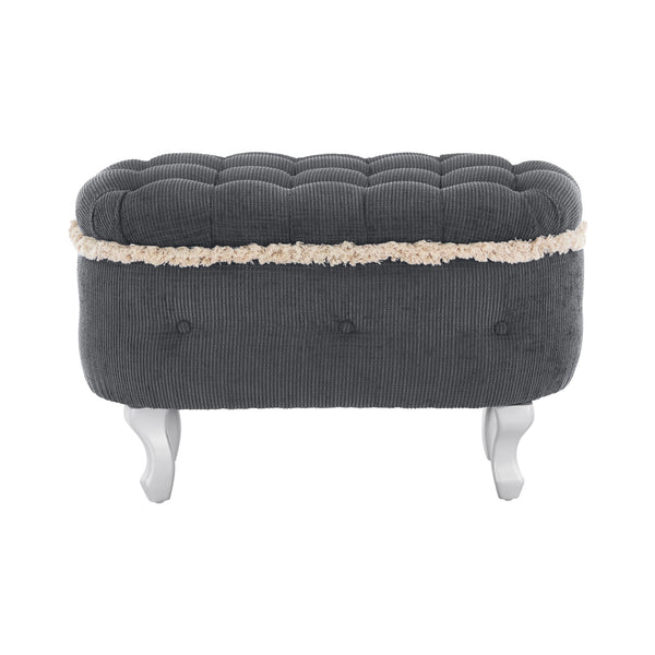 English Elm Christopher Knight Home® - 29.5'' Storage Bench with Button-Tufted Fabric, Tassel-Trim Ottoman with Hidden Compartment for Bedroom Grey 30.25 L x 18.5 W x 14 H N761P335817E