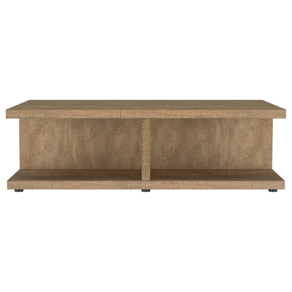 English Elm Metron Mango Finish 3 Piece Living Room Table Set with Open Shelf Storage B062S01470