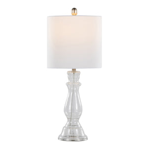 English Elm Bishop 24" Contemporary Seeded Glass Table Lamp Set of 2 with Brushed Nickel Base and White Linen Shade Clear B202P224033