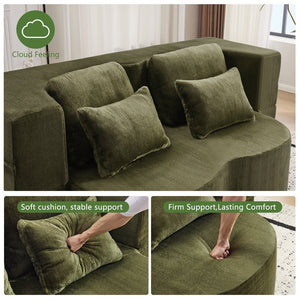 English Elm Queen Foldable Sofa Bed with Plush Chenille Cover, High-Density Foam Convertible Futon for Living Room Guest Room Bedroom Green W1829P348207