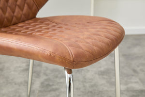 English Elm Dark Oil Waxed Faux Leather Dining Chair Set with Diamond Tufted High Back Metal Legs Brown W3493P444865