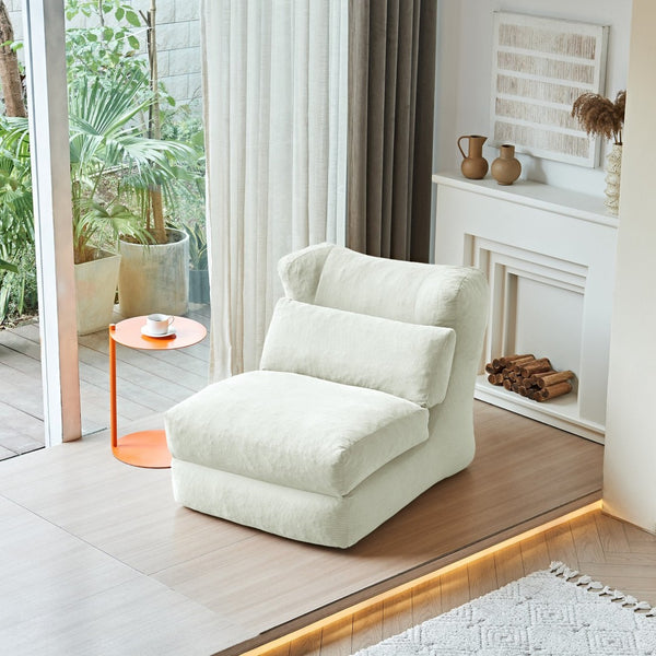 English Elm Cloud Corduroy Sleeper Chair Foldable High Density Foam Seat for Small Space Living Beige W1765P448558