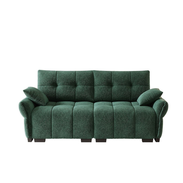 English Elm Premium Chenille Two Seater Sofa Tufted Armrests Foam Support Modern Living Room Green W714S01633