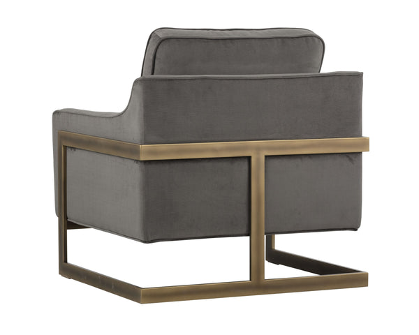 Sunpan Kalmin Lounge Chair - Stylish Deep Seating with Cushioned Back and Rustic Bronze Frame for Comfort Piccolo Pebble