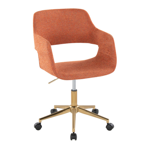 English Elm Margarite Contemporary Task Chair In Bold Orange Fabric & Gold Metal Base For Stylish Comfort B202P223906