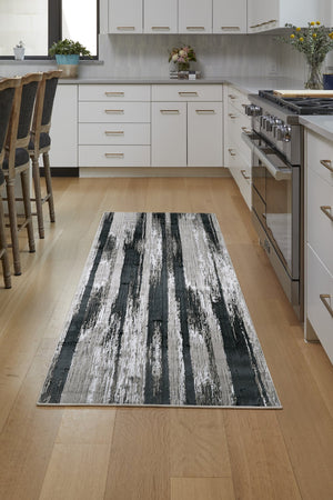 Feizy Rugs Micah Modern Abstract Area Rug - Durable Machine-made Soft Polyester For High Traffic Spaces Black,Silver,Gray Polyester,Polypropylene 6943338fblkslvi71