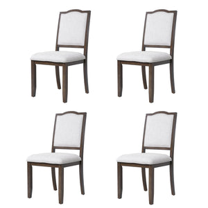 English Elm Farmhouse Upholstered Dining Chairs Set of 4 with High Back, Comfortable Modern Seating for Home Use Brown+Beige N752P271803D