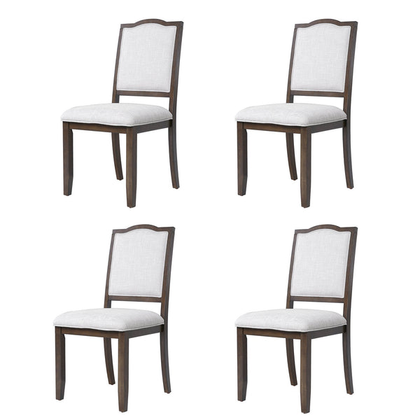 English Elm Farmhouse Upholstered Dining Chairs Set of 4 with High Back, Comfortable Modern Seating for Home Use Brown+Beige N752P271803D
