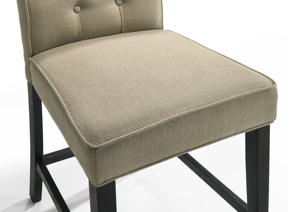 English Elm Jasper 5Pc 47" Counter Height Dining Set with 37" Ebony Pedestal Table & Beige Upholstered Chairs B061S00891