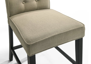 English Elm Jasper 5Pc 47" Counter Height Dining Set with 37" Ebony Pedestal Table & Beige Upholstered Chairs B061S00891