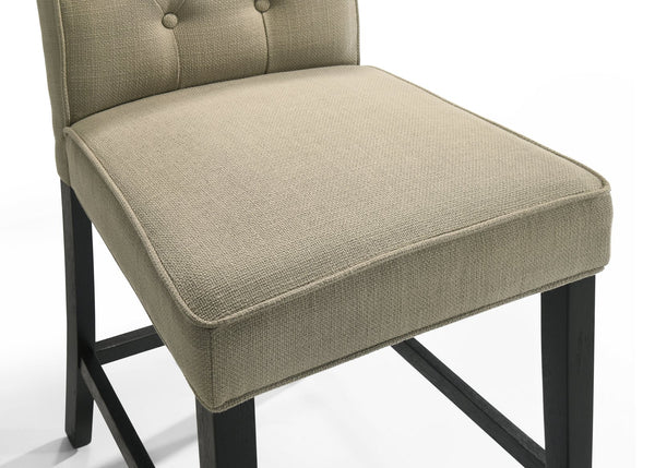 English Elm Jasper Beige Fabric Counter Height Chairs Set of 2 with Black Wood Legs, Footrest Comfort Seating B061P291334
