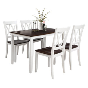 English Elm Topmax Five Piece X-back Dining Set with Solid Wood Legs and Acacia Veneer Top N717S000088K