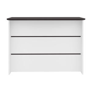 English Elm Central modern kitchen island with two-tone black & white finish, ample storage, durable prep surface B128P398865
