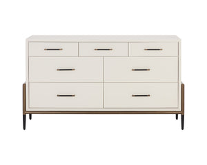 Sunpan Weldrick Dresser - Stylish Mid-Century Design with Soft Closing Drawers and Elegant Iron Handles Oyster