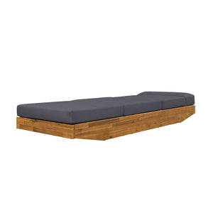 English Elm Boat-shape Acacia Wood Outdoor Chaise Lounge Slatted Teak Finish Poolside Recliner Dark Grey,Teak N770P380117T_N770P285267G