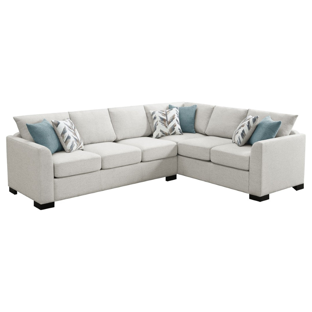 English Elm Radison Greige Fabric Sleeper Sectional with Hidden Pull-out Bed for Living Rooms B062S01405