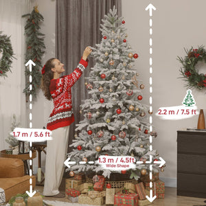 English Elm Homcom Frosted Spruce Artificial Holiday Tree with Snow Flocked Realistic Branch Tips W2225P485592