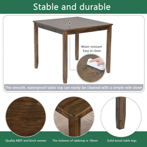 English Elm Elegant 5-Piece Walnut Dining Table Set With 4 Upholstered Chairs For Modern Living & Dining Spaces W1998S00076