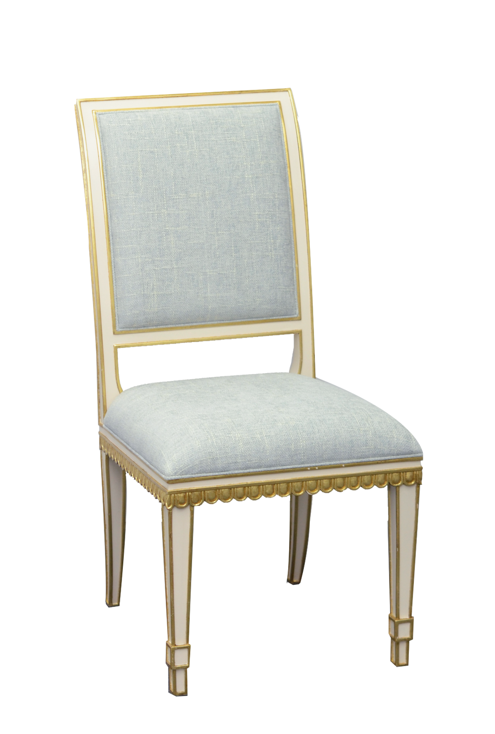 Ines Ivory Chair - Vintage Swedish Design in Elegant Mixology Moonstone Fabric with Gold Accents